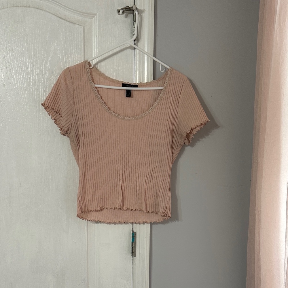 Forever 21 Ribbed Blush Crop Top